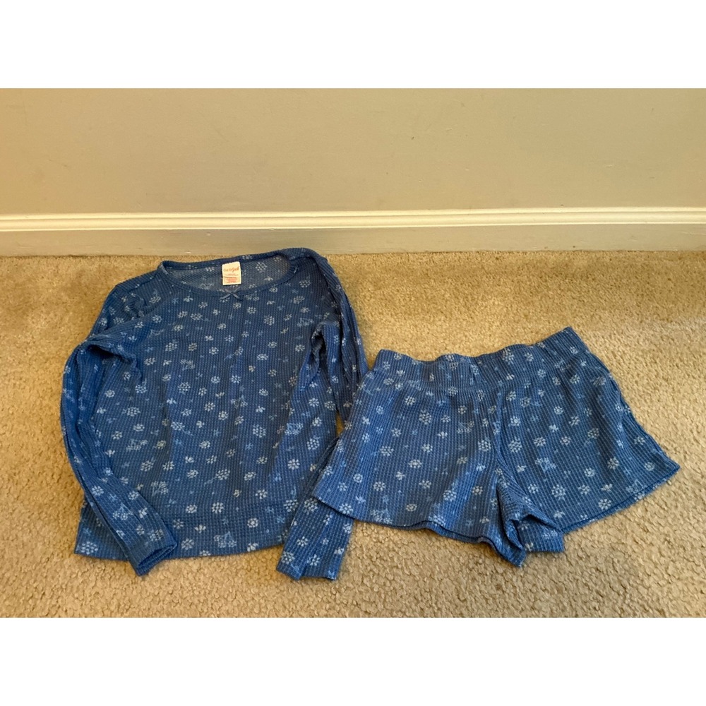Cat & Jack blue waffle pajama set size 10/12 large